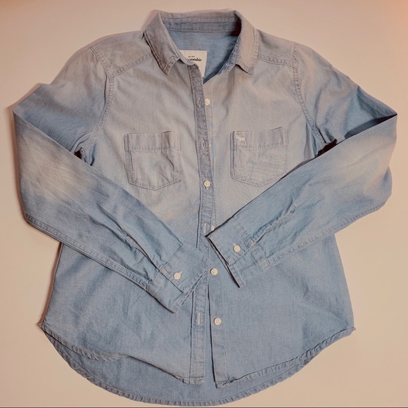 Abercrombie Kids Girls Shirt Chambray Sz L Collar - Picture 5 of 8